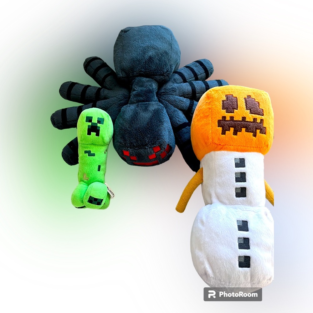 Minecraft Toys bundle pumpkin ghost golem, spider and creeper.